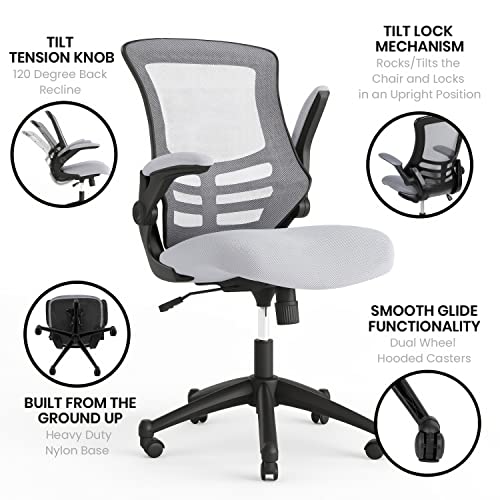 Image of Flash Furniture Kelista Office Chair, Ergonomic, Mid-Back, Dark Gray Mesh with Swivel