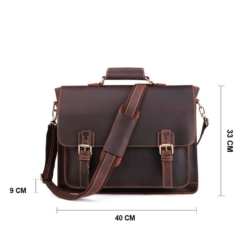 HBJWOV Men's Handbag Crazy Horse Leather Tote Shoulder Bag Leather Briefcase2