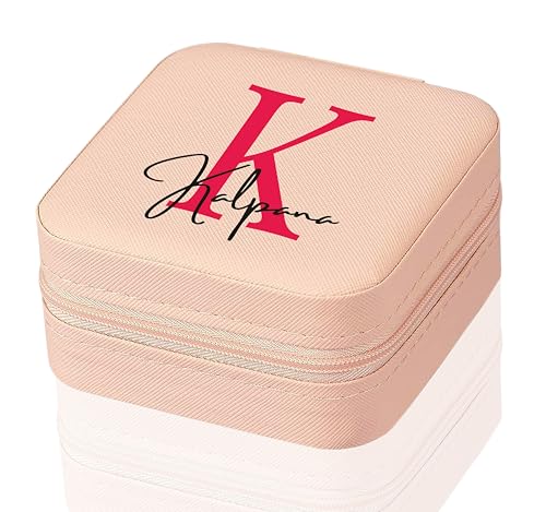 Image of P Arts Personalised Mini Jewellery Organizer for Women - Custom Name Rakhi Gift for Sister | Rakshabandhan Special Jewelry Storage Box, PU Leather Travel Case