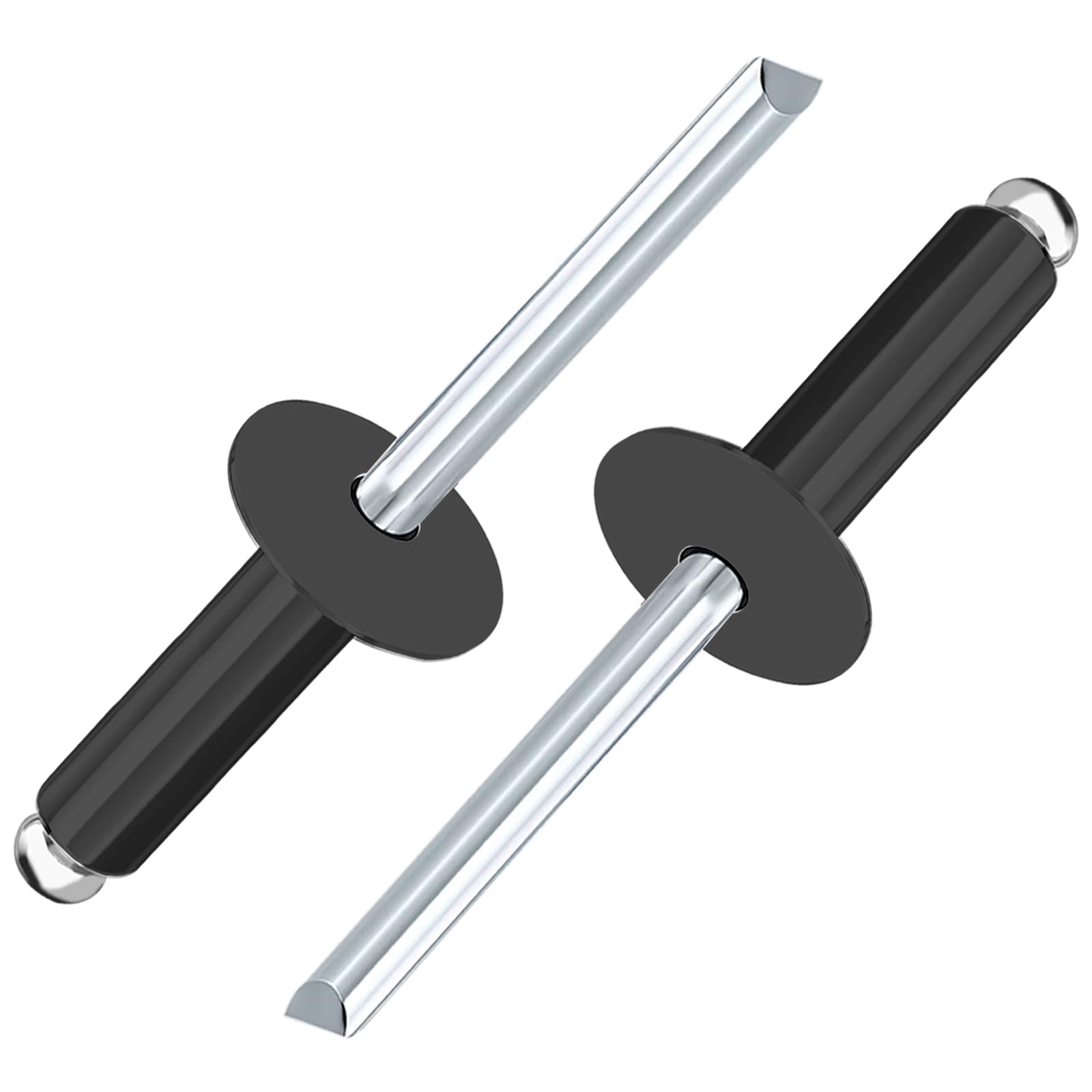 smseace 150 Pcs 3/16" x 5/8" Large Cap Open End Rivets 4.8 x 16mm Black Large Flange Rivets