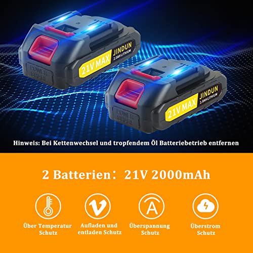 Mini Kettensäge mit Akku, JINDUN Akku Kettensäge, 6 Zoll Elektrische Akku Tragbar Kettensäge Mit Zwei Stück Akku… – Bild 6