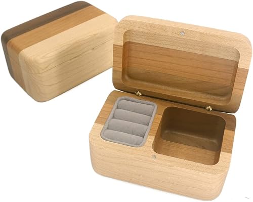 Miniatura 5 de SOFTALK Caja de música de madera de tres colores, joyero, cajas musicales retro, hermosa melodía para Navidad, cumpleaños, día de San Valentín (tune
