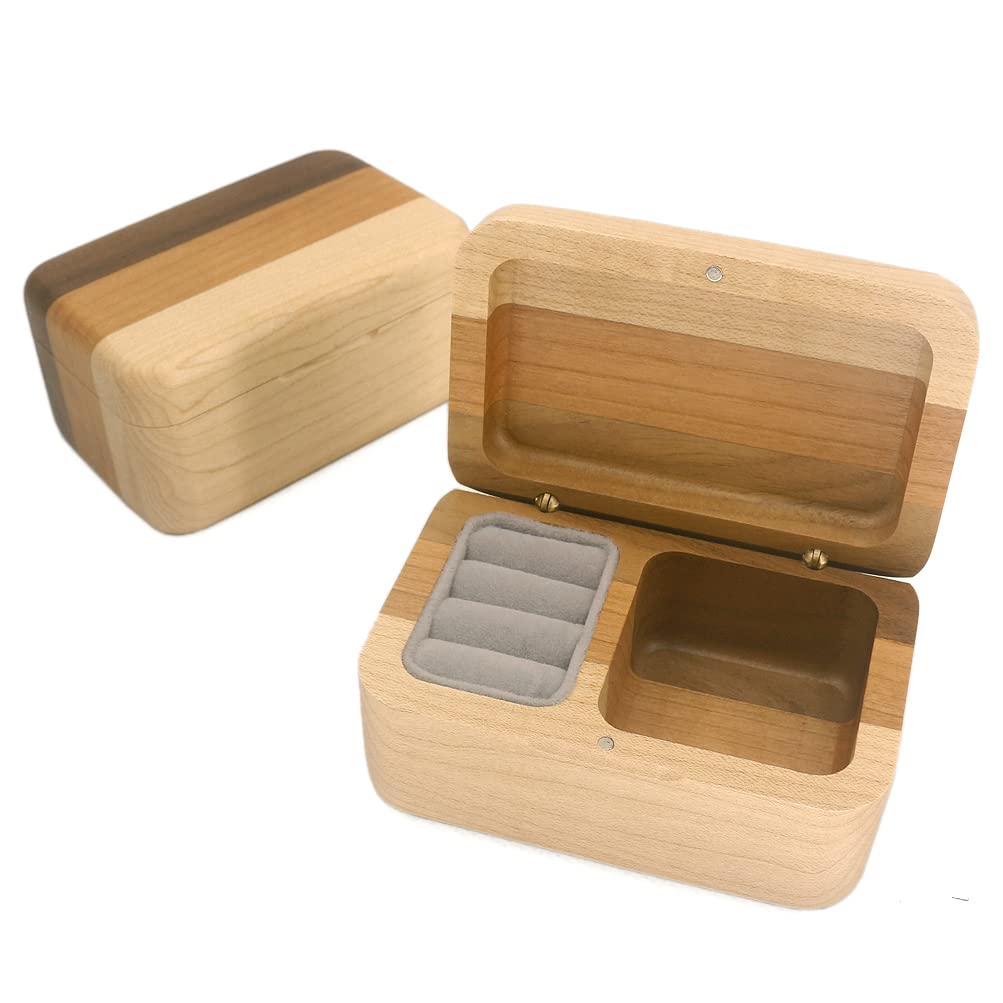 SOFTALKThree-Color Wooden Jewelry Box Retro Music Box Christmas Birthday Valentine's Day Gift for Boy and Girl Friends (Tune ; Beauty and The Beast)