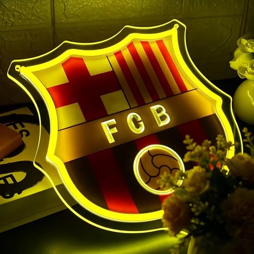 Image of Football Neon Sign for Wall Decor Soccer Team Logo LED Light for Man Cave | Dimmable football neon light, bedroom, bar, party, fans club wall decor, gifts for soccer team fans, size 11.8*11.6 in