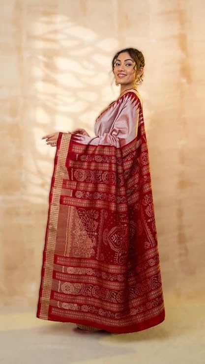 Image of Handmade Pure Bomkai Silk Saree Khandua Natural Silk Ikkat Saree For Women /Ethnic Wear /Traditonal Saree /Handloom Saree With Regular Fit Blouse Piece