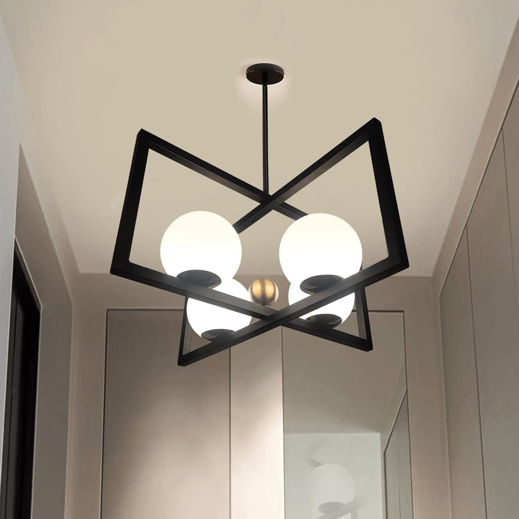 Harold Electricals Simmetria Globe Hanging Light Suitable for Cafe, Kitchen Counter, Dining Area & Living Room- Black Body(Bulb Included) Metal-image-14