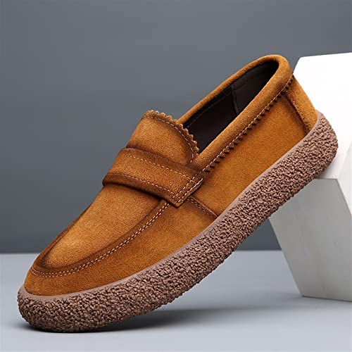 Mens Loafers Round Toe Smoking Loafers Simple Leather Lightweight Flat Heel Comfortable Classic Slip-on4