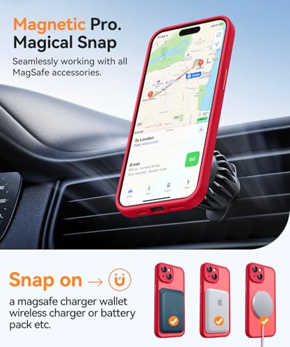 Image of CANSHN Magnetic for iPhone 15 Plus Case, Upgraded [Full Camera Protection] [Compatible with Magsafe] [Translucent Matte] Shockproof Protective Phone Case for iPhone 15 Plus 6.7 inch - Red