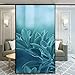 Pas de Colle décoratif intimité givré fenêtre Film Feuille Verte Motif de Fleur Blanche Porte en Verre fenêtre Couvrant fenêtre décalcomanies fenêtre Autocollant 89x140cm