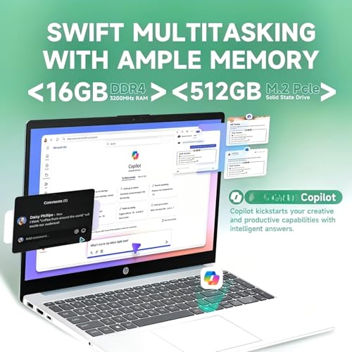 Image of HP 15.6 Touchscreen Laptop Computer - 16GB RAM, 1TB SSD, Windows 11 Pro, FHD Anti-Glare, Intel Core i3-N305, Intel UHD Graphics, Copilot AI, Long Battery Life, Business Laptop for Work & Students