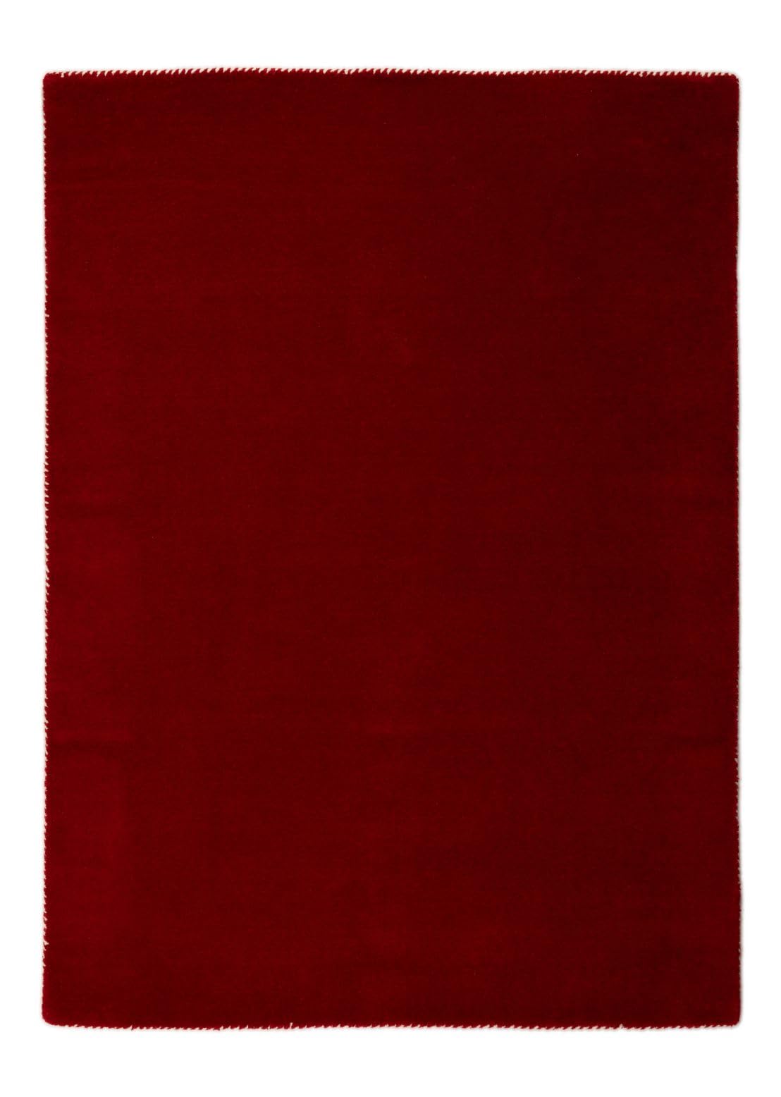 carpetfine handgefertigter Wollteppich Gabbeh Lola Rot 80x150 cm Weich, Hochwertig, Zeitlos | Reine Schurwolle für Gemütlichkeit & Eleganz im Wohn- und Schlafzimmer