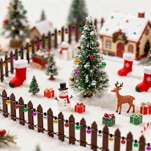 Weihnachten Miniatur-Gartenzaun Holzzaun Flexibler Miniatur-Zaun, 100cm*5cm Miniatur Zaun Gartenzaun Holz, verwendet für Miniaturlandschaft Puppenhaus Blumentopf Fee Garten Wichteltür dekoration