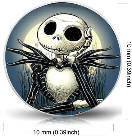 SIISPRI 316L Surgical Stainless Steel Halloween Jack Skellington Round Circle Button Stud Post Earrings 10MM2