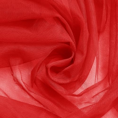 SiinvdaBZX Red Tulle Fabric Roll 54 Inch x 3 Yards Soft Drape Tulle Netting Fabric for DIY Craft Tutu Skirt Bridal Veil Wedding Party Table Skirt Ceiling Decor
