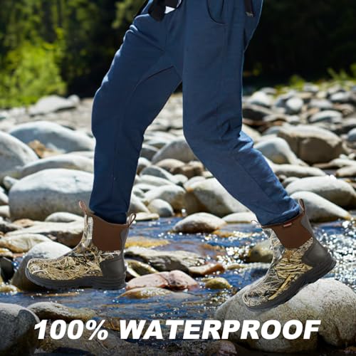 Showave Men's Rain Boots Waterproof Excursion Rubber Boots Insulated Mud Booties for Trekking Gardening Farming Camping Fishing and Chore Work 5