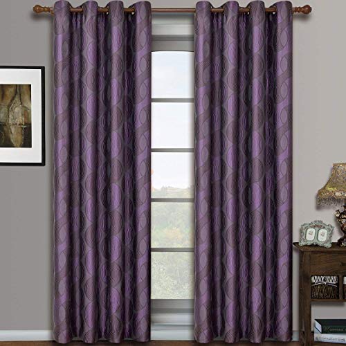 Royal Hotel Savanna Purple Grommet Jacquard Window Curtain Panels, Pair/Set of 2 Panels
