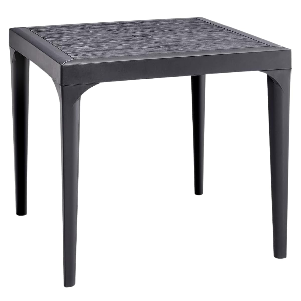 Tavolo Da Bistrot In Plastica Bianca Mojawo, 80x75 Cm, Pieghevole, Con Foro Per Ombrellone, Resistente Alle Intemperie Per Giardino E Interno