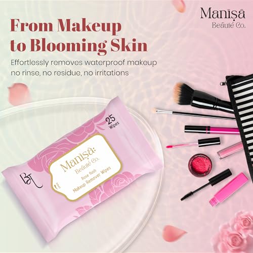 Image of Co. Rose Flush Makeup Remover Wipes | Alcohol-Free, Paraben-Free, Vegan & Cruelty-Free | Rose-Infused Makeup Removing Wipes | 150 Wipes (Pack of 6)