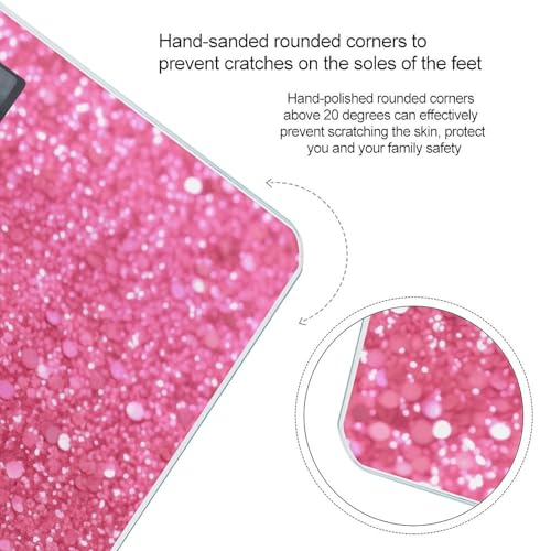 Báscula digital de baño rosa con brillo y vidrio templado miniatura 4