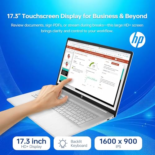 Image of HP 17.3 Inch Touchscreen Laptop for Business | Backlit Keyboard, Fingerprint Reader | Intel 10-Core 13th Gen i5 CPU(Beats 12th i7-1255U) | 32GB RAM, 1TB SSD | WiFi 6, Bluetooth 5.3