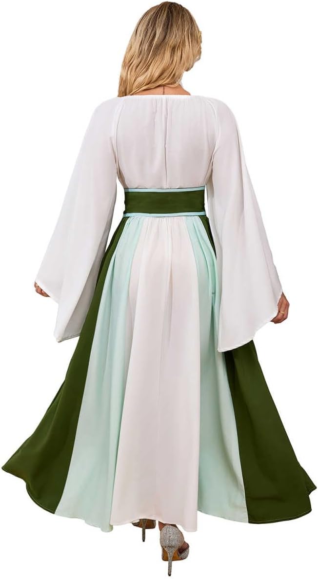Abaowedding Women's Renaissance Medieval Costumes Dress Trumpet Sleeves Gothic Retro Gown - Image 5