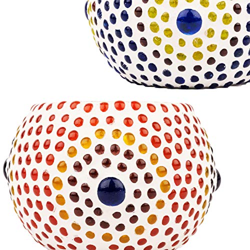 6er Set Orientalisches Mosaik Windlicht Ajan 9 cm groß Bunt | Orientalische Glas Teelichthalter orientalisch… – Bild 7