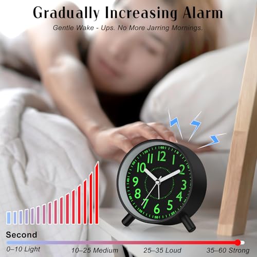 Analog Alarm Clock Night Ligh Battery Operated for Bedroom - Image 5