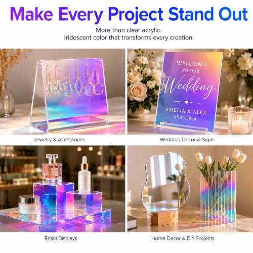 Image of 2Pack 24X24 Large Iridescent Acrylic Sheets for DIY Art Projects, Crafting Projects, Display Project, Signs, Painting,23.8x23.8 (2.8mm Thick)
