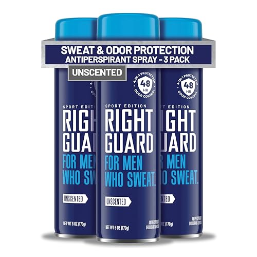 Right Guard Sport Unscented Antiperspirant & Deodorant Spray - 4-in-1 Protection Spray Deodorant For...