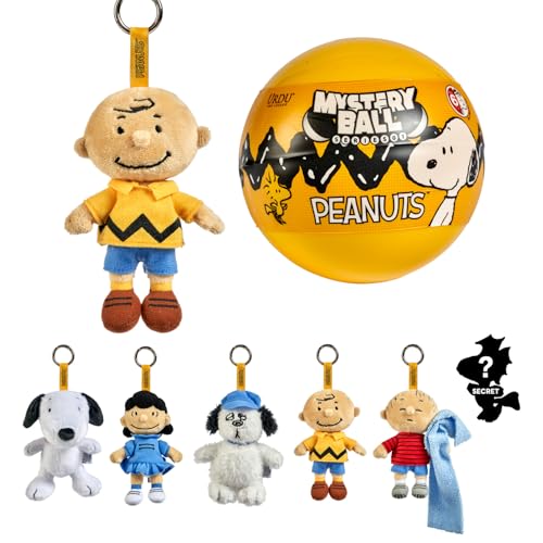 ÜRDU Peanuts Mega Blindbox – Surtido al Azar de 6 llaveros de Peluche en Bola Sorpresa, Personajes icónicos de Snoopy para coleccionar, a Partir de 5 años