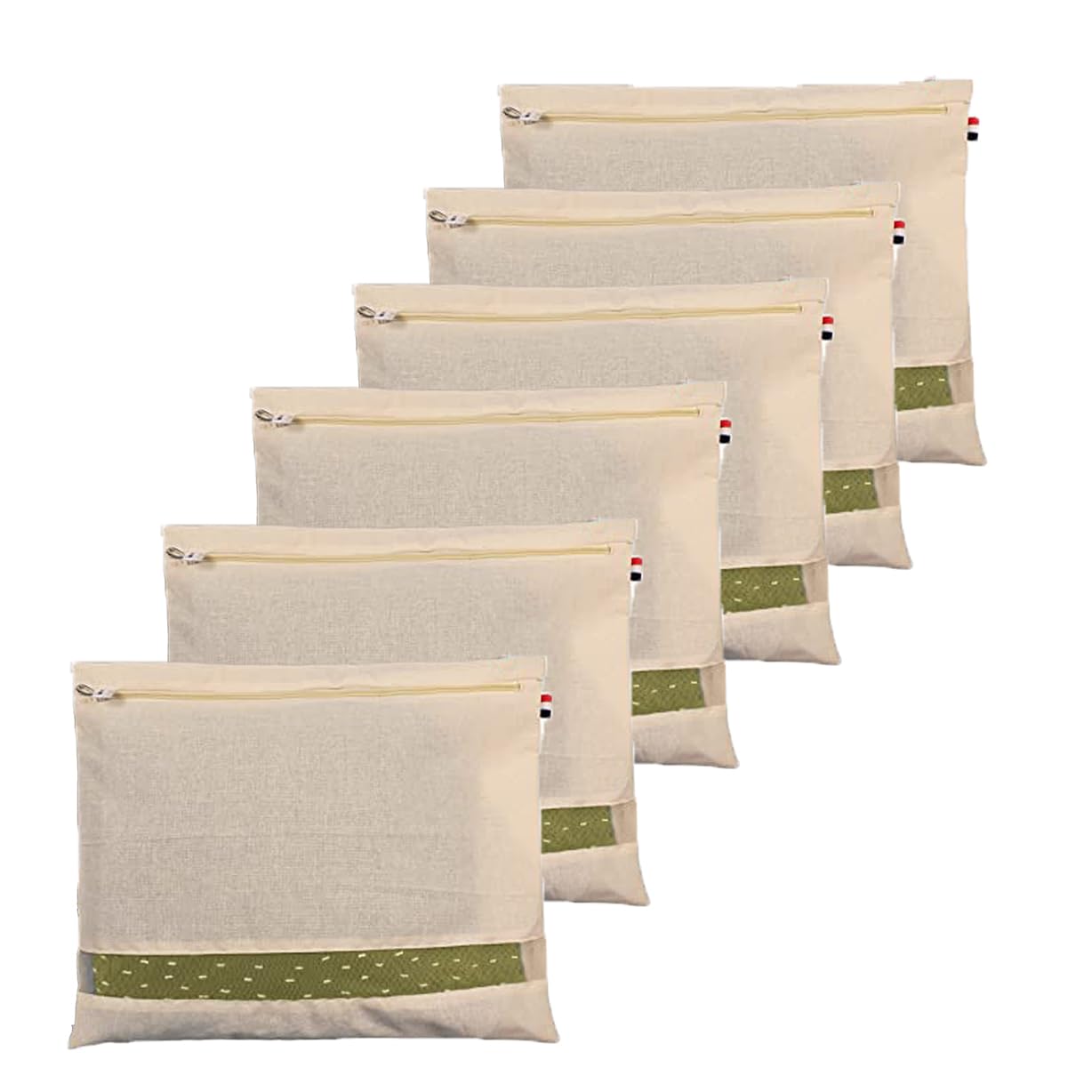 Pristu Cotton Saree Storage Bags - Wardrobe Organizer with Transparent mesh window, Covers for Storage Set with Zip Closure for Clothes Bags (16 x 14 Inches) (Pack 0f 6)