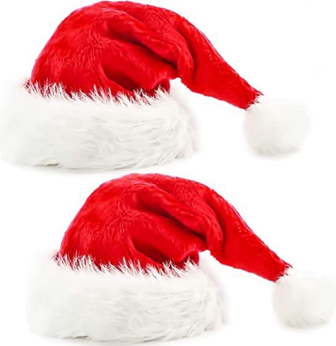 Christmas Hat Santa Hat for Adult Red Fluffy Christmas Santa Hat for Adults Men Women with Plush Comfort Liner for Christmas Stocking Gift New Year Party Xmas Headwear