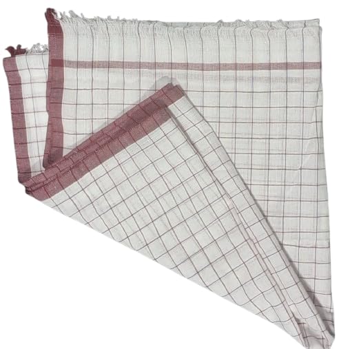 White Cotton GAMCHA New & Modern Look Mehroon Check & Border, Size (30×60) INCHES-image-15