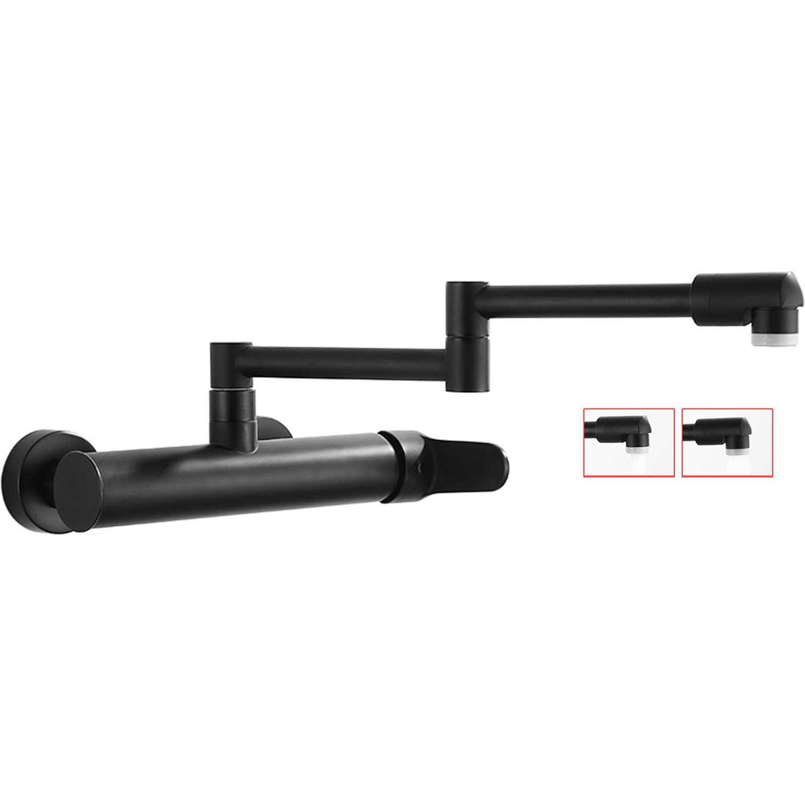 grifo cocina pared Grifo de cocina grifo de pared frío y caliente para fregadero de cocina fregadero fregadero lavabo plegable cobre giratorio-Negro