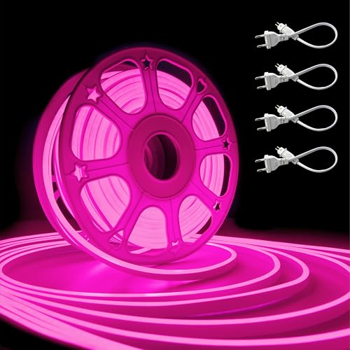 Image of Forus 40 Meter LED Neon Strip Light | Waterproof Outdoor Flexible & Cuttable Decorative LED Neon Lights for Indoor Wall Decor, Custom Name Sign, Diwali Lighting | Pink 1Pc with 4 Connectors