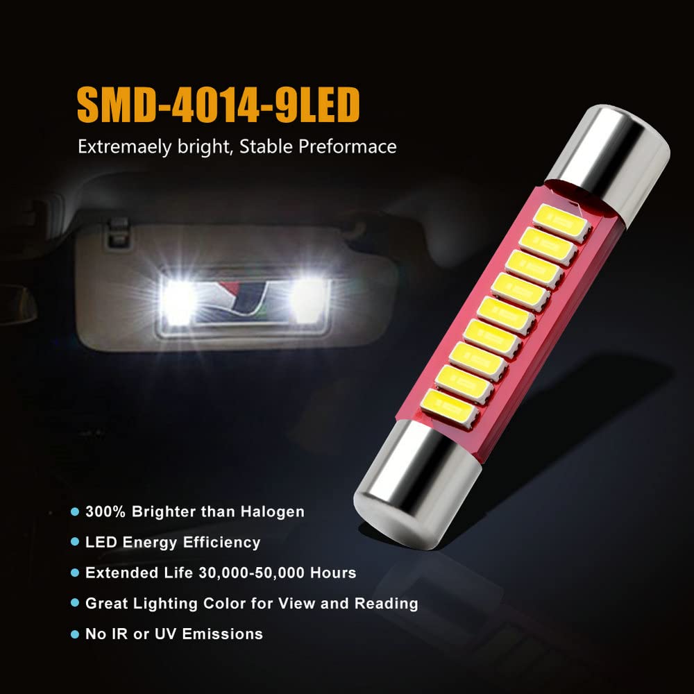 Vanity Mirror Sun Visor LED Light Fuse Type 6000K Benin - View #4