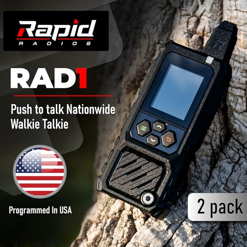 Rapid Radios RAD1– 2-Pack Waterproof Rugged LTE + Wi-Fi Rapid Radio – Nationwide Push-to-Talk Communication, IPX6 Weatherproof, Long Battery Life, Paging & Group Talk, No Monthly Fees