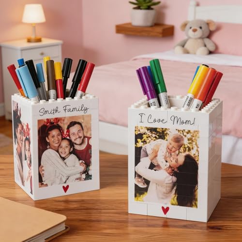 Pot À Crayons Personnalisé « Daddy & Me » En Forme De Brique, Cadre-puzzle En Blocs De Construction Sur Mesure, Puzzle Photo 3D Moderne Pour Décorer Une...