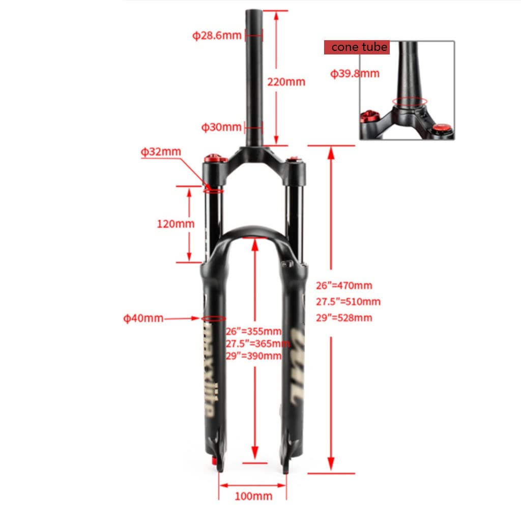26" 27,5" 29" widelec pneumatyczny MTB XC AM ultralekki widelec do rowerów górskich z regulowanym odbiciem, QR 1 1/8" 1/2", skok sprężyny 9 mm, 100 mm ręczny / pilot blokady.