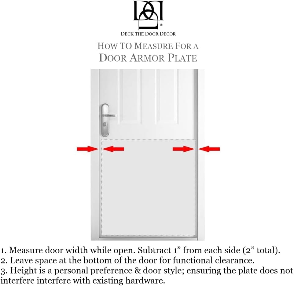 Durable Door Armor Plate - Multiple Finish & Size Options - 30" Width x 34" Height (Standard Interior) - Minimalist White - Adhesive (Pack of 3)