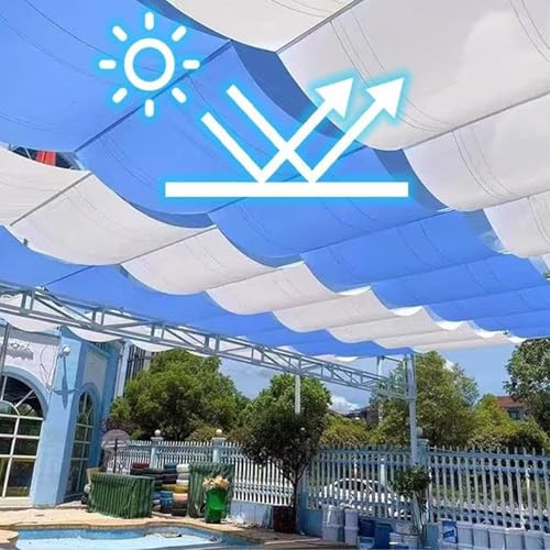 Voile d'ombrage rétractable bleu 6m pour protéger la terrasse de la chaleur - 3
