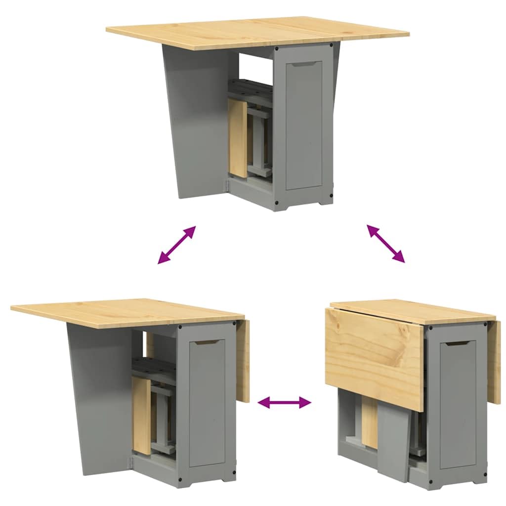 vidaXL Set da Pranzo 5 pz Corona Pieghevole Grigio in Legno di Pino, Set Sala da Pranzo, Tavolo da Pranzo e sedie, Tavolo da Cucina e sedie