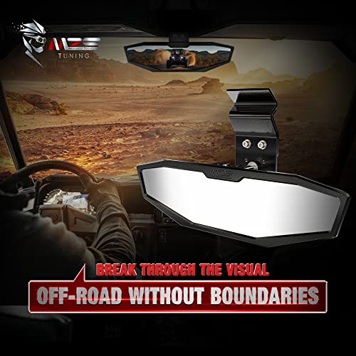 Image of MZS Aluminum UTV Rearview Center Mirror, Ranger Rear View Mirror Compatible with XP 1000 Crew, 1000 Diesel Crew, Midsize 500 570 Crew, XP 570 Crew, XP 900 Crew, EV, ETX, Defender