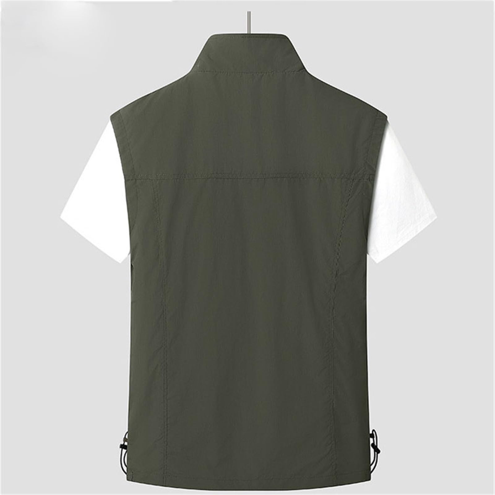 CLSQLXYJZC Gilet Leggero Uomo, Gilet Multitasche Da Caccia Senza Maniche Con Cerniera Scollo A V Da Uomo Per Pesca, Giacca Estiva Casual, Senza Maniche