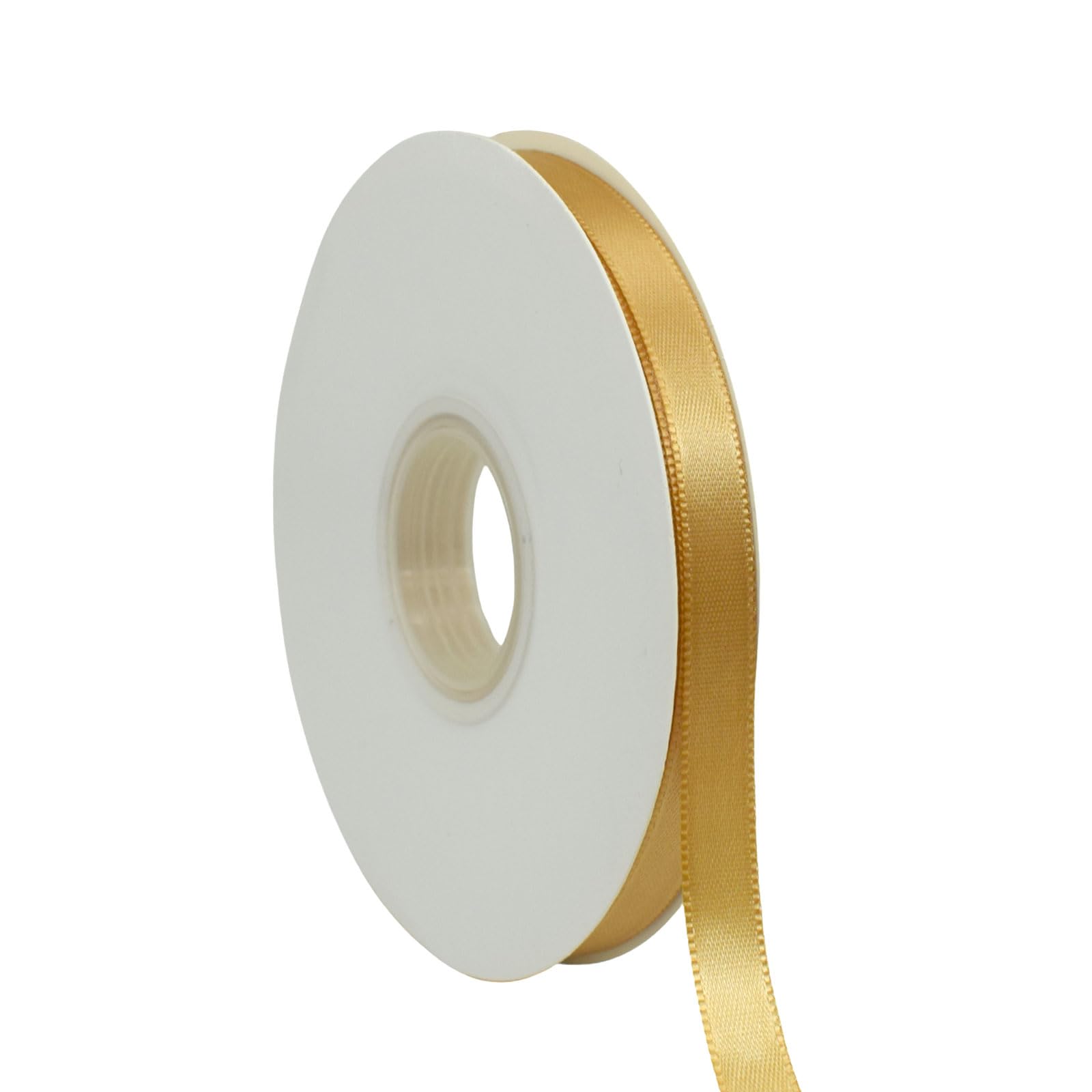 Champagne Gold Ribbon 3/8 Inch x 50 Yards Satin Ribbon Continuous, Single Face, for Crafts, Gift Wrapping, Floral Bouquet, Weddings, and Decorations, with Spool
