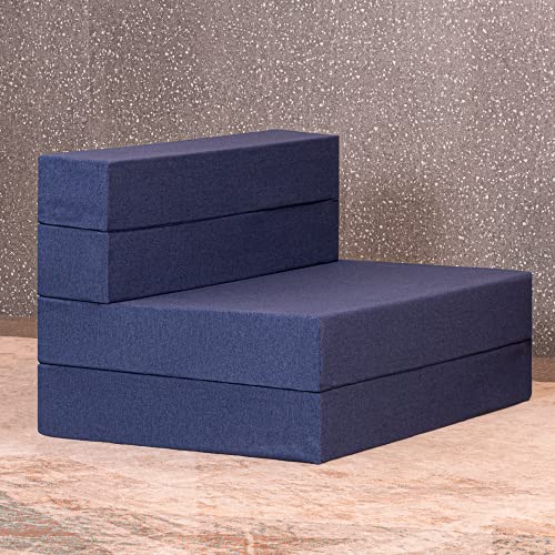 Molblly Folding Mattress, 4.5-Inch Folding Portable Full Mattress Topper, Memory Foam Mattress Pad Sofa Bed, Play Mat Floor Foam Mattress Topper with Washable Cover for Guest Sleeper-54X75X4.5''