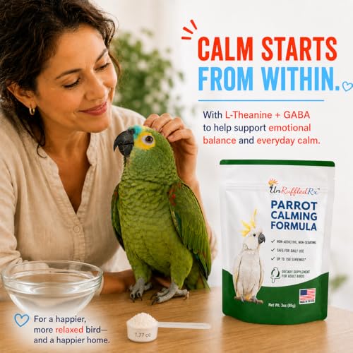 UnRuffledRx Parrot Calming Supplement, L-Theanine & GABA Powder for Fireworks & Travel, Parrots, Cockatiels & Parakeets, 3 oz - Image 3