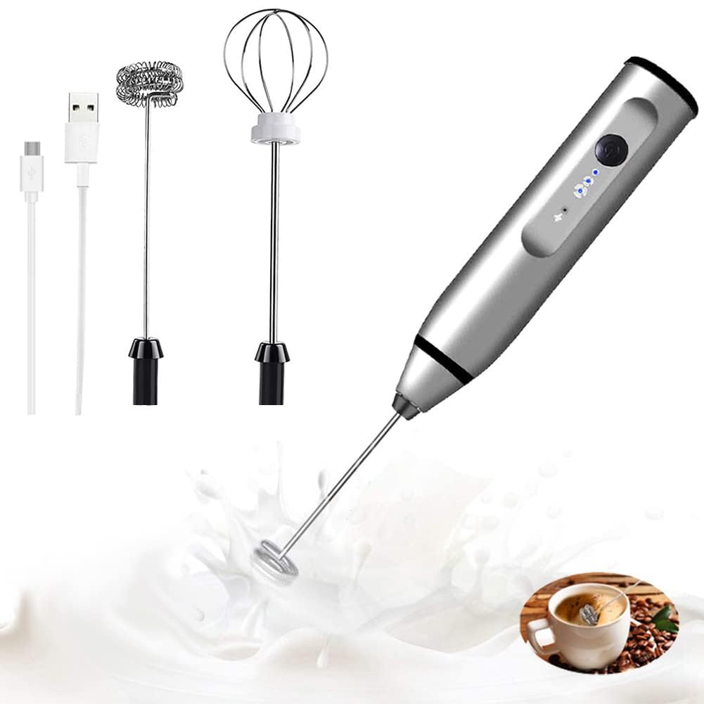 Sponsored Ad – TERRIFI USB Rechargeable Milk Frother Handheld, 3 Speeds Handheld Electric Whisk, Egg Beater with Double Stainless Whisks, Suitable for Coffee, Latte, Cappuccino, Matcha, Hot Chocolate, Egg (Silver)