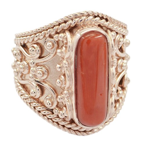 Bague corail argent 925 or rose RIYO bijoux pierres précieuses 51