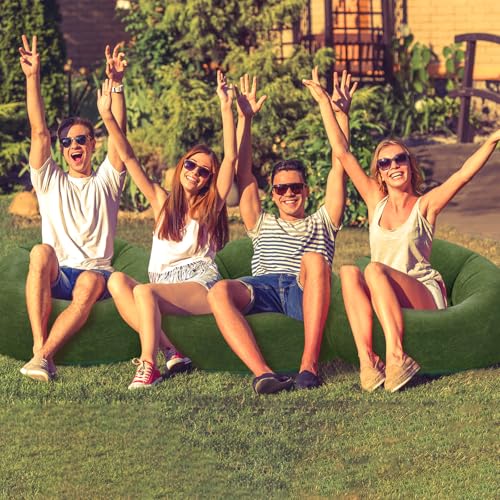 Image of Realspring Inflatable Bean Bag Chairs Outdoor Blow up Camping Chairs Inflatable Lazy Sofa Folding Portable Bean Bag Loungers Couch for Movie Night(Dark Green,4 Pcs)